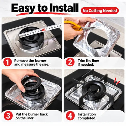🔥LAST DAY SALE ONLY!! ✨BUY 1 GET 1 FREE!!!🔥 Disposable Stove Burner Protector, 10pcs Aluminum Foil Stove Burner Protector
