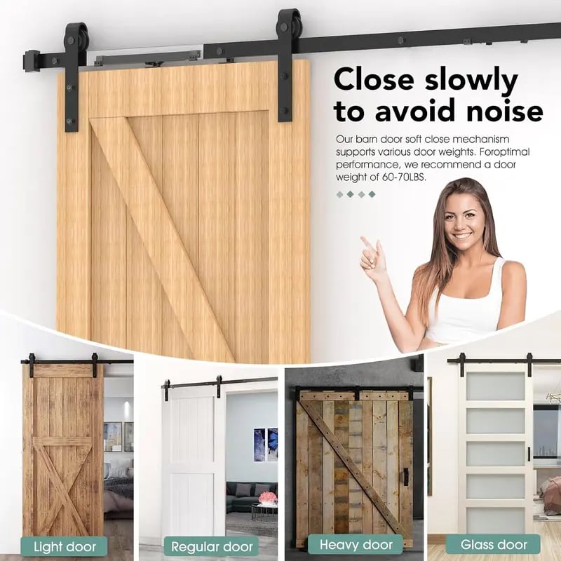 Barn Door Soft Close Kit – Hidden Track-Mounted Damper for 88–132 lb Sliding Barn Doors