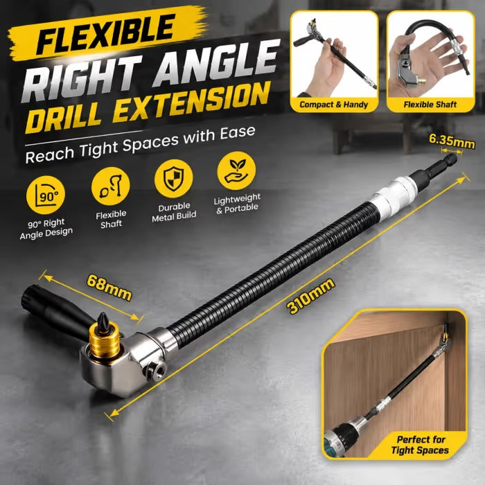 🔧 Flexible 90‐Degree Right‐Angle Drill Attachment with Long Flexible Shaft