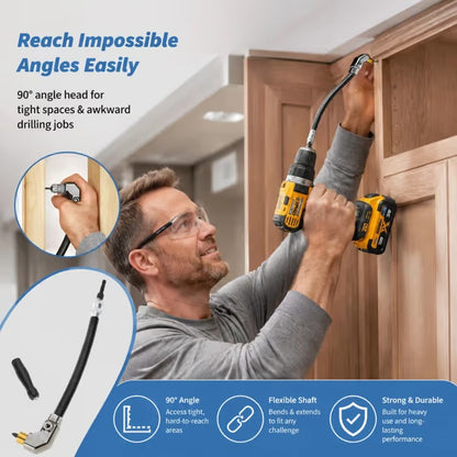 🔧 Flexible 90‐Degree Right‐Angle Drill Attachment with Long Flexible Shaft