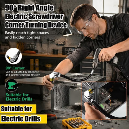 🔧 Flexible 90‐Degree Right‐Angle Drill Attachment with Long Flexible Shaft